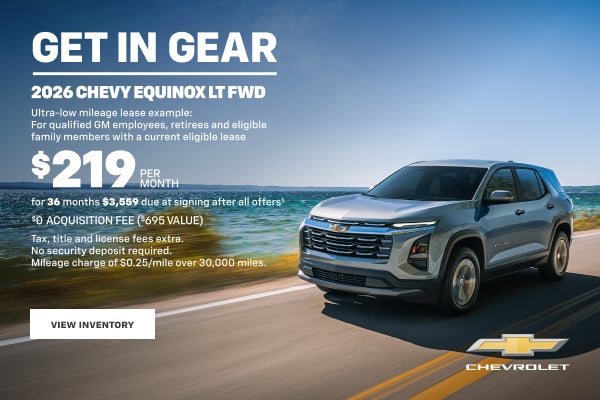 2026 Chevy Equinox LT FWD. Ultra-low mileage lease example for qualified GM employees, retirees a...